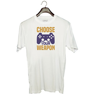                       UDNAG Unisex Round Neck Graphic 'Gaming | Choose' Polyester T-Shirt White                                              