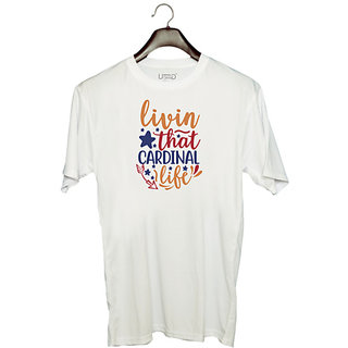                       UDNAG Unisex Round Neck Graphic 'Cardinal | livin that cardinal life' Polyester T-Shirt White                                              