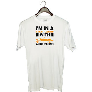                       UDNAG Unisex Round Neck Graphic 'Racing | I'm in' Polyester T-Shirt White                                              