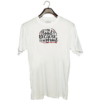                       UDNAG Unisex Round Neck Graphic 'Teacher | im loud because im proud' Polyester T-Shirt White                                              