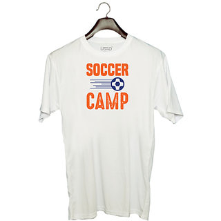                       UDNAG Unisex Round Neck Graphic 'Football | Soccer camp1' Polyester T-Shirt White                                              