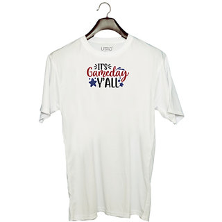                       UDNAG Unisex Round Neck Graphic 'Sports | it's gameday y'all2' Polyester T-Shirt White                                              