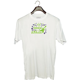                       UDNAG Unisex Round Neck Graphic 'Teacher Student | 2nd grade rockstar' Polyester T-Shirt White                                              