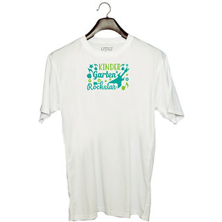                       UDNAG Unisex Round Neck Graphic 'Teacher Student | Kindergarten rockstar' Polyester T-Shirt White                                              