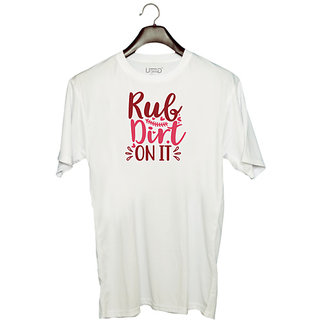                       UDNAG Unisex Round Neck Graphic 'Baseball | Rub dirt on it' Polyester T-Shirt White                                              