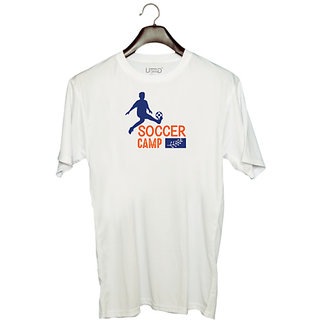                       UDNAG Unisex Round Neck Graphic 'Football | Soccer camp' Polyester T-Shirt White                                              