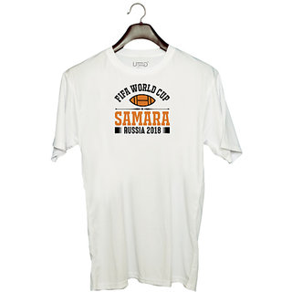                       UDNAG Unisex Round Neck Graphic 'Football | Fifa world' Polyester T-Shirt White                                              