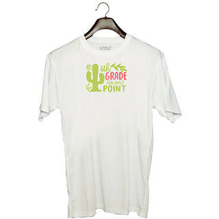                       UDNAG Unisex Round Neck Graphic 'Teacher Student | 6 th grade is on point' Polyester T-Shirt White                                              
