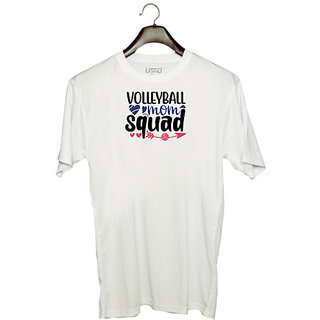                       UDNAG Unisex Round Neck Graphic 'Mother | volleyball mom squad' Polyester T-Shirt White                                              