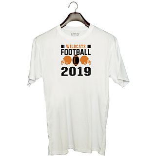                       UDNAG Unisex Round Neck Graphic 'Football | Wildcats copy' Polyester T-Shirt White                                              