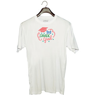                       UDNAG Unisex Round Neck Graphic 'Teacher Student | 3rd grade grad' Polyester T-Shirt White                                              