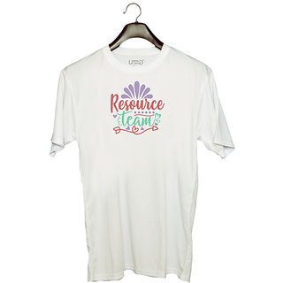                       UDNAG Unisex Round Neck Graphic 'Teacher Student | rsource team' Polyester T-Shirt White                                              