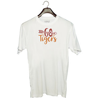                       UDNAG Unisex Round Neck Graphic 'Tiger | go tigers' Polyester T-Shirt White                                              