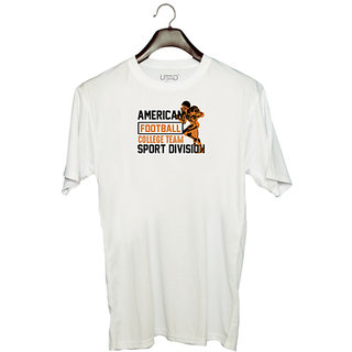                       UDNAG Unisex Round Neck Graphic 'Football | American Football college' Polyester T-Shirt White                                              