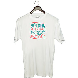                       UDNAG Unisex Round Neck Graphic 'Summer | Solong Kindergarten hello summer' Polyester T-Shirt White                                              