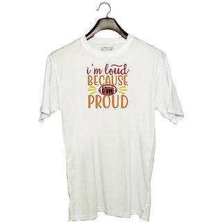                       UDNAG Unisex Round Neck Graphic 'Teacher Student | i'm loud because i'm proud-football' Polyester T-Shirt White                                              