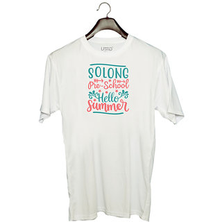                       UDNAG Unisex Round Neck Graphic 'Teacher Student | Solong pre-school hello summer' Polyester T-Shirt White                                              