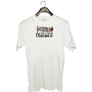                       UDNAG Unisex Round Neck Graphic 'Football | Football Obsessed' Polyester T-Shirt White                                              
