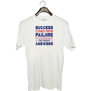                       UDNAG Unisex Round Neck Graphic 'Success failure answers | Donalt Trump' Polyester T-Shirt White                                              
