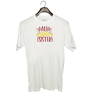                       UDNAG Unisex Round Neck Graphic 'Sister | all star sister' Polyester T-Shirt White                                              