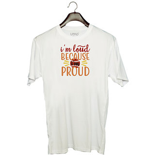                       UDNAG Unisex Round Neck Graphic 'Teacher Student | i'm loud because i'm proud' Polyester T-Shirt White                                              