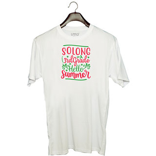                       UDNAG Unisex Round Neck Graphic 'Teacher Student | Solong 3rd grade hello summer' Polyester T-Shirt White                                              