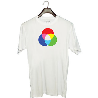                       UDNAG Unisex Round Neck Graphic 'Colored rind | Drawing' Polyester T-Shirt White                                              