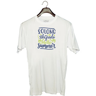                       UDNAG Unisex Round Neck Graphic 'Teacher Student | Solong 5th grade hello summer' Polyester T-Shirt White                                              
