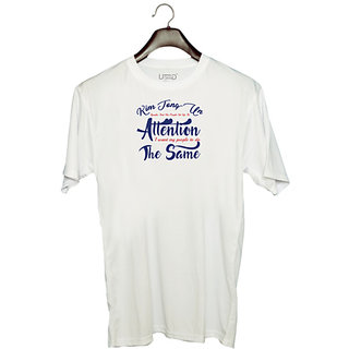                       UDNAG Unisex Round Neck Graphic 'Attention | Donalt Trump' Polyester T-Shirt White                                              