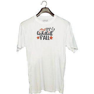                       UDNAG Unisex Round Neck Graphic 'Basketball | it'a basketball y'all' Polyester T-Shirt White                                              