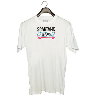                       UDNAG Unisex Round Neck Graphic 'Spartan | Spartans team' Polyester T-Shirt White                                              