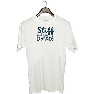                       UDNAG Unisex Round Neck Graphic 'Fishing | Stiff rod can' Polyester T-Shirt White                                              