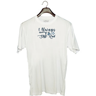                       UDNAG Unisex Round Neck Graphic 'Fishing | I always carry' Polyester T-Shirt White                                              