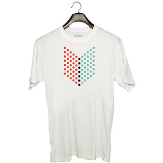 UDNAG Unisex Round Neck Graphic 'Red blue dots | Drawing' Polyester T-Shirt White