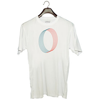                       UDNAG Unisex Round Neck Graphic 'Red blue ring | Drawing' Polyester T-Shirt White                                              