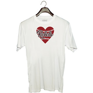                       UDNAG Unisex Round Neck Graphic 'Rebels | Rebels' Polyester T-Shirt White                                              