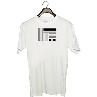                       UDNAG Unisex Round Neck Graphic 'Black grey | Drawing' Polyester T-Shirt White                                              