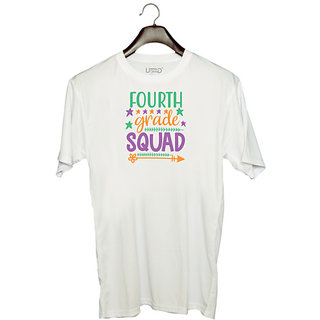                      UDNAG Unisex Round Neck Graphic 'Teacher Student | fourth grade squadd' Polyester T-Shirt White                                              