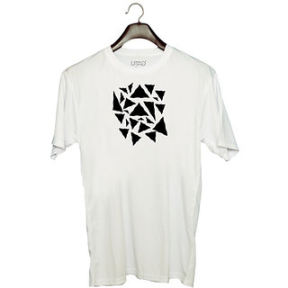                       UDNAG Unisex Round Neck Graphic 'Black | Drawing' Polyester T-Shirt White                                              