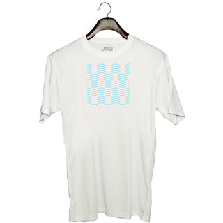                       UDNAG Unisex Round Neck Graphic 'Water | Drawing' Polyester T-Shirt White                                              