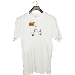                       UDNAG Unisex Round Neck Graphic 'Radio | Memmories' Polyester T-Shirt White                                              