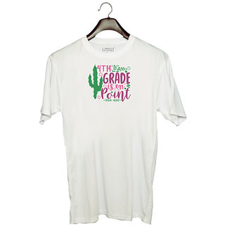                       UDNAG Unisex Round Neck Graphic 'Teacher Student | 4th grade is on point' Polyester T-Shirt White                                              