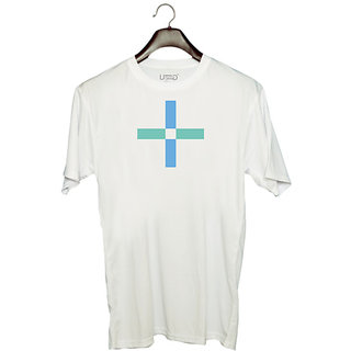                       UDNAG Unisex Round Neck Graphic 'plus | Drawing' Polyester T-Shirt White                                              