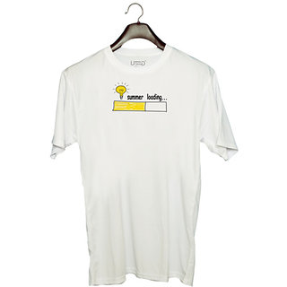                       UDNAG Unisex Round Neck Graphic 'Summer | Summer Loading' Polyester T-Shirt White                                              