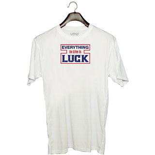                       UDNAG Unisex Round Neck Graphic 'Luck | Donalt Trump' Polyester T-Shirt White                                              