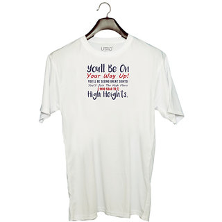                       UDNAG Unisex Round Neck Graphic 'You will be on your way up | Dr. Seuss' Polyester T-Shirt White                                              