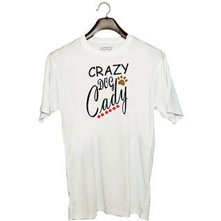                      UDNAG Unisex Round Neck Graphic 'Dogs | Crazy dog cady' Polyester T-Shirt White                                              