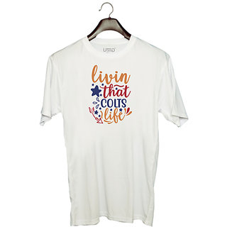                       UDNAG Unisex Round Neck Graphic 'Colts | livin that colts life' Polyester T-Shirt White                                              