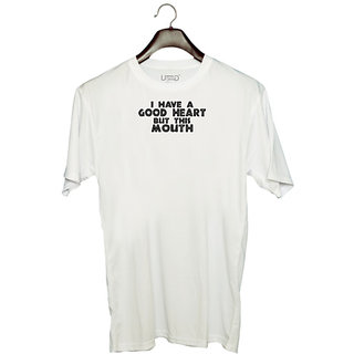                       UDNAG Unisex Round Neck Graphic 'Good Heart | i have a good heart' Polyester T-Shirt White                                              