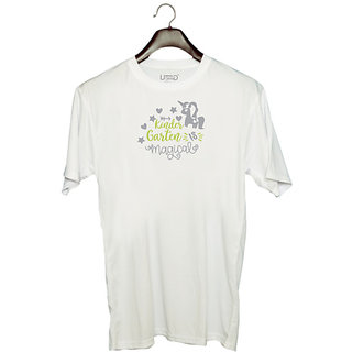                       UDNAG Unisex Round Neck Graphic 'Teacher Student | Kindergarten is magical' Polyester T-Shirt White                                              